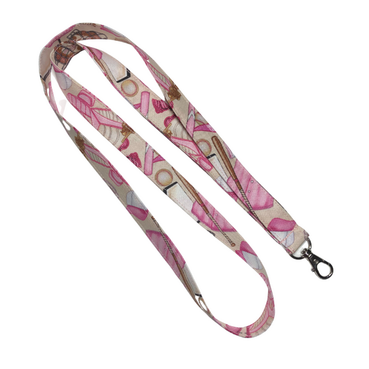 pink softball lanyard