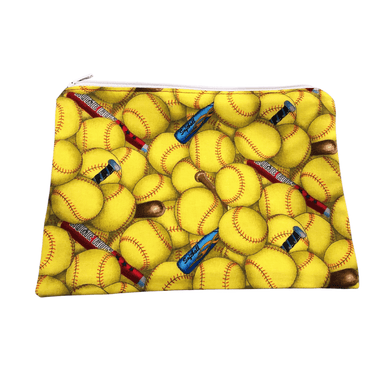 yellow softball pencil bag with zipper