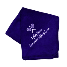 Load image into Gallery viewer, navy blue tennis blanket with funny saying
