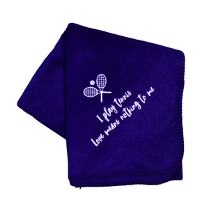 navy blue tennis blanket with funny saying