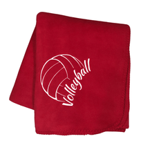 Load image into Gallery viewer, red volleyball blanket with white outlined volleyball
