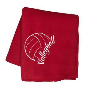 red volleyball blanket with white outlined volleyball