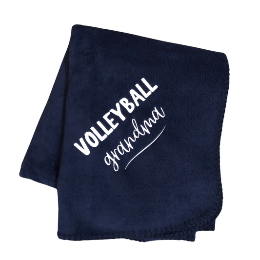 navy volleyball grandma fleece blanket