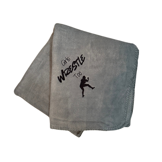 dark gray wrestling girl fleece blanket