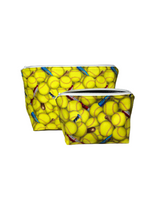softball makeup bags with yellow softballs