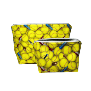 yellow softball makeup bag set