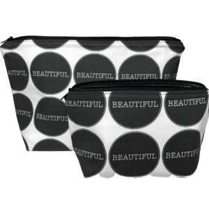 Black and White Beautiful Makeup Bag, Choice of Size