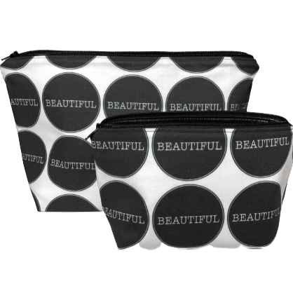 Black and White Beautiful Makeup Bag, Choice of Size