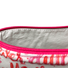 Load image into Gallery viewer, makeup bag with hot pink zipper and white lining
