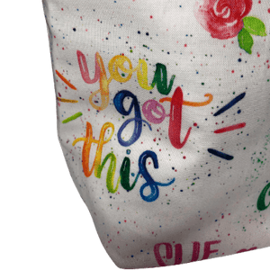 girl power makeup bag with "you got this" in a rainbow font
