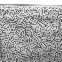 Load image into Gallery viewer, fabric with white and gray volleyballs in overlapping pattern
