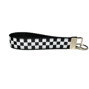 Black and White Checkerboard Keychain Wristlet