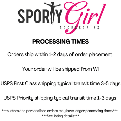 sporty girl accessories processing times