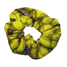 Load image into Gallery viewer, yellow softball scrunchie
