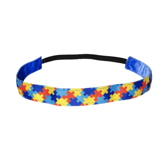 blue head band for autism awareness puzzle pieces