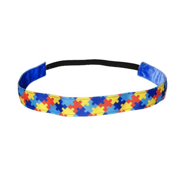 blue head band for autism awareness puzzle pieces