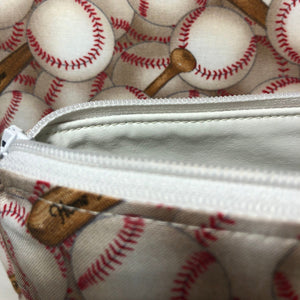 Baseball Cosmetic Travel Bags with Vinyl Lining