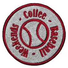 Load image into Gallery viewer, red and white weekends coffee baseball iron on patch
