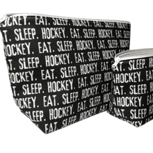 Load image into Gallery viewer, eat sleep hockey makeup bag set
