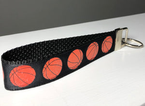 black glittery basketball keychain wristlet