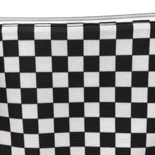 Load image into Gallery viewer, white zipper on checkerboard cosmetic bag

