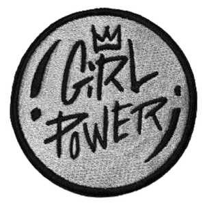black and white girl power iron on patch