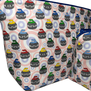 cartoon curling stone themed zippered bags