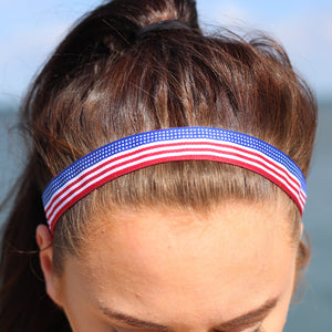 fourth of july headband on brunette model