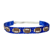 Load image into Gallery viewer, Blue Football Headband with Glitter Footballs, Choice of Size
