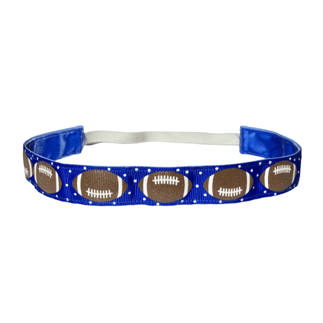 Blue Football Headband with Glitter Footballs, Choice of Size