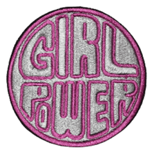 Load image into Gallery viewer, pink and white girl power iron on patch
