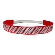 Load image into Gallery viewer, glittery red and white candy cane stripe headband
