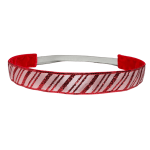 glittery red and white candy cane stripe headband