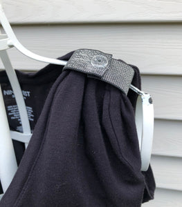 black and silver sleeve clip on black tshirt sleeve