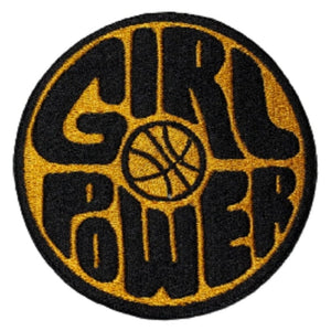 orange and black girl power basketball iron on patch