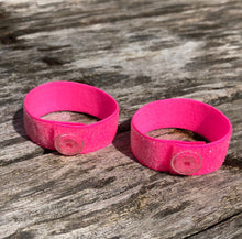 Load image into Gallery viewer, pair of two sparkly pink sleeve clips
