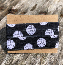 Load image into Gallery viewer, black volleyball sleeve clips with white volleyballs
