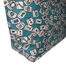 Load image into Gallery viewer, side view of boxed bottom mahjong makeup bag
