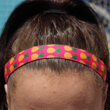 Load image into Gallery viewer, pink pineapple headband on a brunette model
