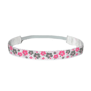 white, gray, and pink hibiscus headband