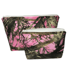Load image into Gallery viewer, pink camoflauge makeup bag set of two bags
