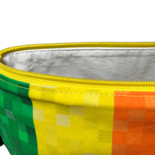 Load image into Gallery viewer, rainbow makeup bag yellow zipper and white vinyl lining
