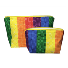 Load image into Gallery viewer, set of two rainbow makeup bags with pixelated coloring
