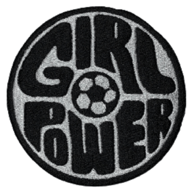 soccer girl power iron on patch black and white