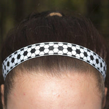 Load image into Gallery viewer, black and white glitter soccer headbands
