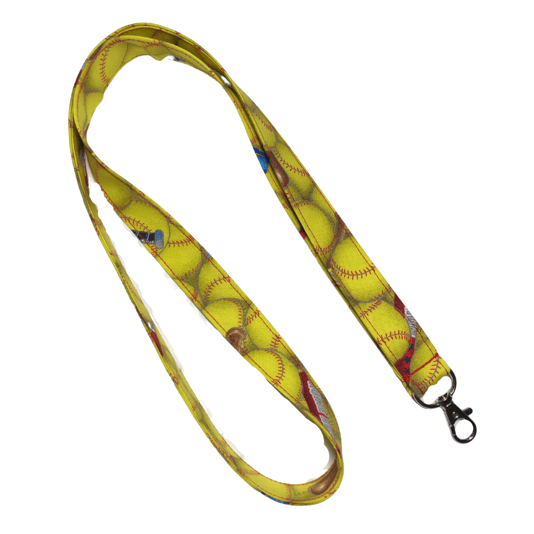 yellow softball lanyard with lobster clamp on end