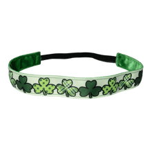 Load image into Gallery viewer, green st patricks day headband with green shamrocks
