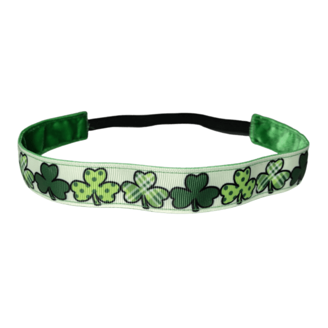 green st patricks day headband with green shamrocks