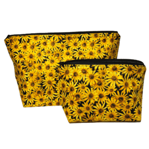 gold sunflower makeup bag set
