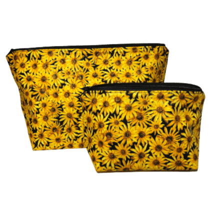 gold sunflower makeup bag set
